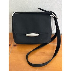 Vtg‎ United Colors Of Benetton Black Nylon Shoulder Purse Silver Hardware